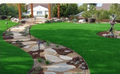 Curved stone garden path