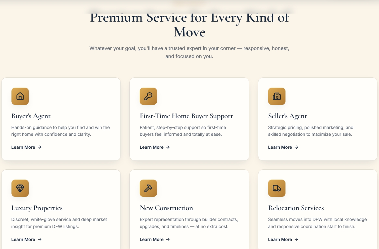 Reside DFW — Premium Services grid